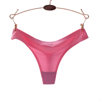 Langsha 浪莎 丁字裤内裤女无痕一片式春夏冰丝纯色性感低腰T裤 玫红色单件 均码（适合90-120斤）