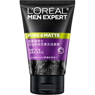 巴黎欧莱雅 控油炭爽抗黑头 男士洗面奶  50ml