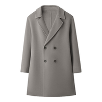 HLA海澜之家大衣男24轻商务经典平驳领纯羊毛外套男冬季 175/92A(L) 卡其(净色)(06)