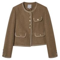 【90白鸭绒】冬装小香风金属扣肌理感女式短款羽绒服