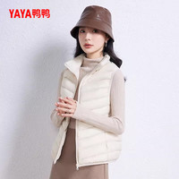 鸭鸭（YAYA）羽绒马甲男2025秋冬无袖坎肩保暖压胶轻薄羽绒服男背心外套 黑色-女款 S