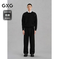 GXG男装  撞色线衫雪尼尔毛衣通勤保暖 秋冬 黑色 3XL