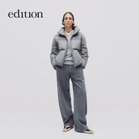 edition【E+轻生活系列】2025冬季骆驼绒毛呢短款鹅绒羽绒服 中花灰色 XS