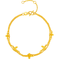 周六福 ZHOU LIU FU梦蝶足金999黄金手链手饰女计价A0713018约2.59g16+3cm