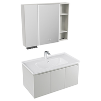 九牧（JOMOO）浴室柜陶瓷一体盆卫生间洗脸盆柜组合洗手盆卫浴洗漱台A2741升级 智能款 双侧灯|除雾 冷灰100cm 【无龙头】