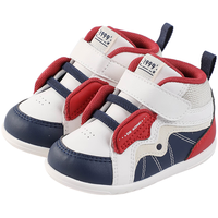 江博士冬季男女宝宝保暖步前鞋 舒适婴儿鞋 拼色儿童鞋 米/蓝/红 20 脚长约11.4-11.9