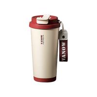 Vanow咖啡杯陶瓷内胆保温杯男士女便携水杯520 【陶瓷内胆】-复古红 500ml