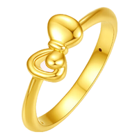周六福 5D硬金足金黄金戒指女款蝴蝶结定价AE016743 15号 约0.90g