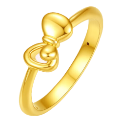 周六福 5D硬金足金黄金戒指女款蝴蝶结定价AE016743 15号 约0.90g