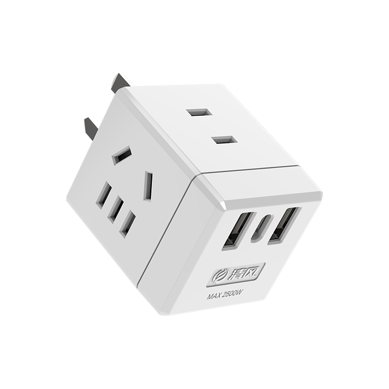 kyfen 清风 魔方插座无线插排转换器带USB/type-c一转多功能带开关接线板 白色