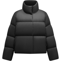 坦博尔【达人】美拉德鹅绒短款羽绒服女保暖加厚外套TW236362 黑色 165/88A