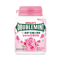 绿箭 无糖口香糖 玫瑰薄荷味约56g40粒/瓶 口气清新糖 休闲零食 糖果