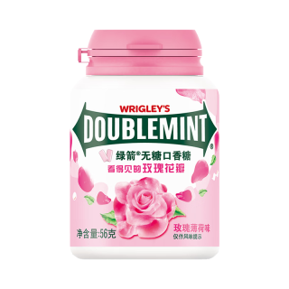 绿箭 无糖口香糖 玫瑰薄荷味约56g40粒/瓶 口气清新糖 休闲零食 糖果