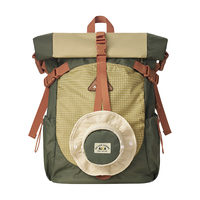 Mr.ace Homme轻便防水大容量露营包旅行书包运动户外背包男 山系绿+杏帽子