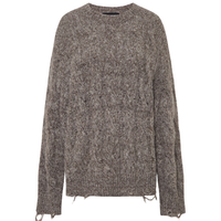 MO&Co.毛衣2025冬含羊驼毛蓬松温暖扭绳麻花空针破洞宽松MBE4SWT012 浅花驼色 M /165