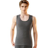 雅鹿保暖羊毛蚕丝背心男女款A类婴儿级加绒秋衣打底衣上衣内搭舒适 灰色男 L