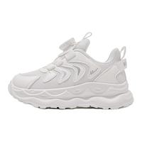 回力童鞋儿童便捷旋钮扣鞋2024秋季女童网面运动鞋男童休闲鞋 米白 36码 内长约23.3cm