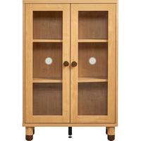 林氏家居儿童书柜实木脚书架客厅落地家用带门书橱立柜收纳储物柜LH277X1 【原木色】6格书柜*1