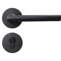 GUTE 固特 门锁室内家用房门锁卧室黑色门把手静音分体锁磁吸锁