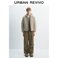 UR2025秋季男装简约休闲连帽绗缝连帽羽绒服UMB150001 暖灰 XS