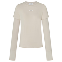 MO&Co.【秦岚同款active系列】两件套T恤2025冬轻磨毛MBE4TEE014 砂砾色 S /160