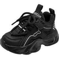 哈比熊（HOBIBEAR）女童运动鞋春秋网面透气儿童运动鞋男女童老爹鞋JD53S82黑色36码 36码（偏小一码）