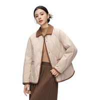 女式翻领菱格设计2024年轻薄时尚休闲保暖通勤羽绒服女士