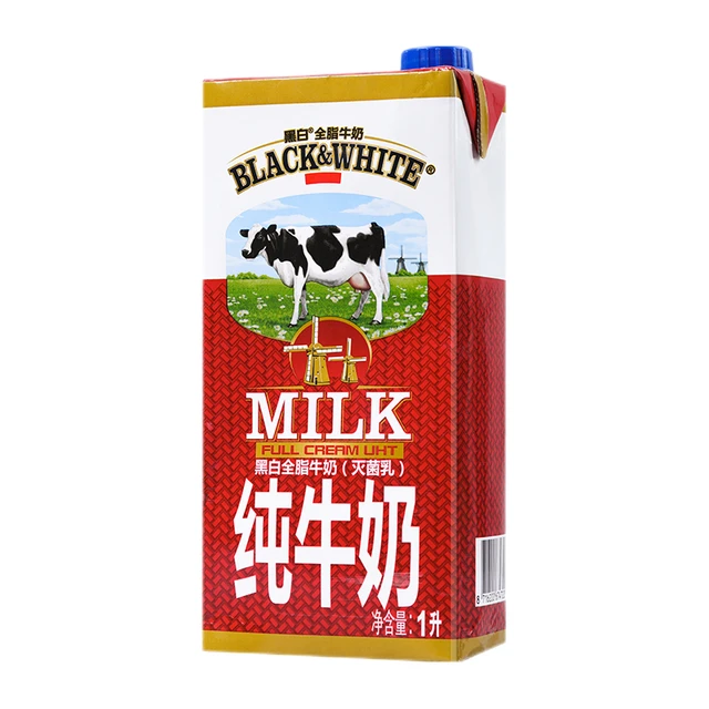 黑白 全脂牛奶 比利时进口奶茶专用全脂纯牛奶灭菌乳1L 黑白牛奶1L*1盒