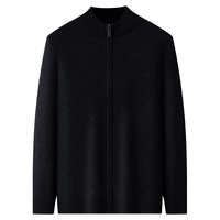 罗蒙100%纯羊毛衫男士【加厚款】秋冬季保暖拉链针织开衫毛衣外套男装 铁灰 【100%绵羊毛】 3XL 【180-200斤】