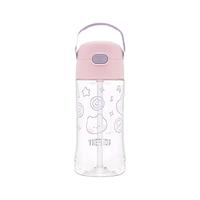 THERMOS 膳魔师 保温杯儿童水杯男女不锈钢塑料杯吸管杯大容量学生杯子minini 塑料吸管杯粉色 450ml