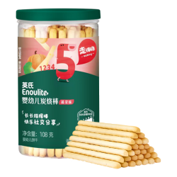英氏 饼干 炭烧棒 儿童饼干零食 5阶牛奶味炭烧棒108g