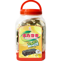 Bonny 波力 海苔脆片儿童休闲零食即食紫菜芝麻夹心脆罐装144克（约72包）