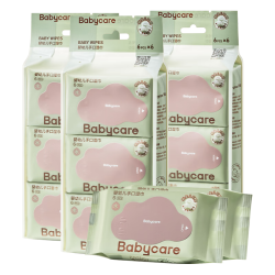 babycare 婴儿手口湿巾加厚擦脸湿纸巾小包便携出行6480紫盖湿巾6抽*20包