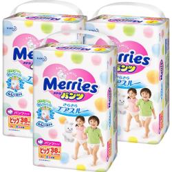 花王 日本花王妙而舒超薄透气宝宝拉拉裤学步裤XL38片*3包吸收