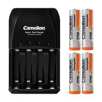 Camelion 飞狮 BC-0905A 4槽智能快充套装 5号/7号电池通用配4节2700毫安5号充电电池 鼠标/麦克风/玩具 (4粒)