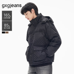 gxgjeans 男装2024年冬季短款连帽羽绒服 2色可选 黑色 M 170