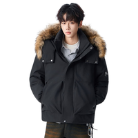 雪中飞 貉子毛领 黑色 2XL 185/100A 男士羽绒服