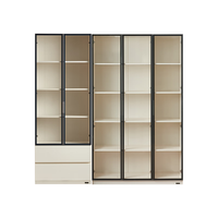 全友【迷瞪】600661热爱展示柜家用玻璃手办展示收纳储物组合柜 【米白】窄柜