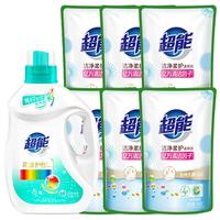 超能洗衣液8斤1瓶6袋家用组合装