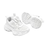 芭比童鞋春秋儿童运动鞋女童休闲旋钮扣小白鞋DA6215 白色 35码