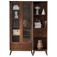 原始原素实木书柜北欧橡木书房家具收纳储藏置物组合书柜 0.5米-黑胡桃色