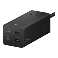 Xiaomi小米(MI)氮化镓67W充电器快充笔记本插座/多功能USB插线板/插座/接线板/桌面插座2C2A+3插孔 小米67W桌面快充插座 黑色