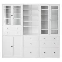 信工书柜玻璃门展示柜36cm带抽置物架北欧现代简约铁艺书架收纳柜