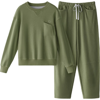 蕉内棉棉509H男女士睡衣睡裤纯棉24秋冬可外出长袖长裤家居套装 【男士圆领】苔绿 XL