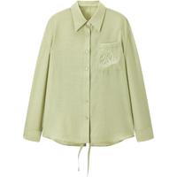 太平鸟国风莱赛尔品质衬衫2024夏季立体刺绣后背开叉衬衣套装