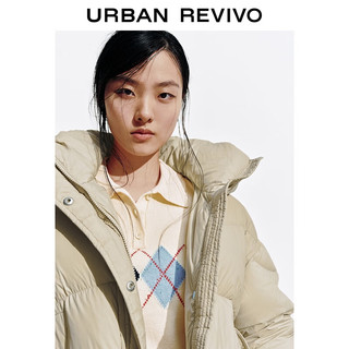 UR2025冬季女装休闲简约立领连帽绗缝羽绒服UYY150059 卡其 M