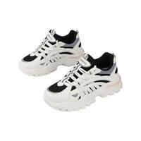 达芙妮(DAPHNE)女鞋增高小白鞋女透气鞋子女2021休闲运动鞋JL 米黑色 40