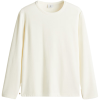 H&M男装女装2024秋季标准版型长袖华夫格上衣1240961 奶油色 180/124 XXL