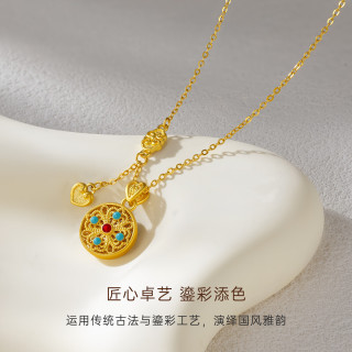 今日必买：克徕帝 CRD 黄金项链 圆满花丝足金999链坠 6.4g