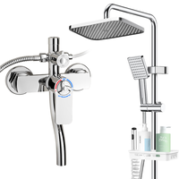 荣事达（Royalstar）淋浴花洒套装卫浴室喷头全套增压家用花洒三件套银色小四方四档